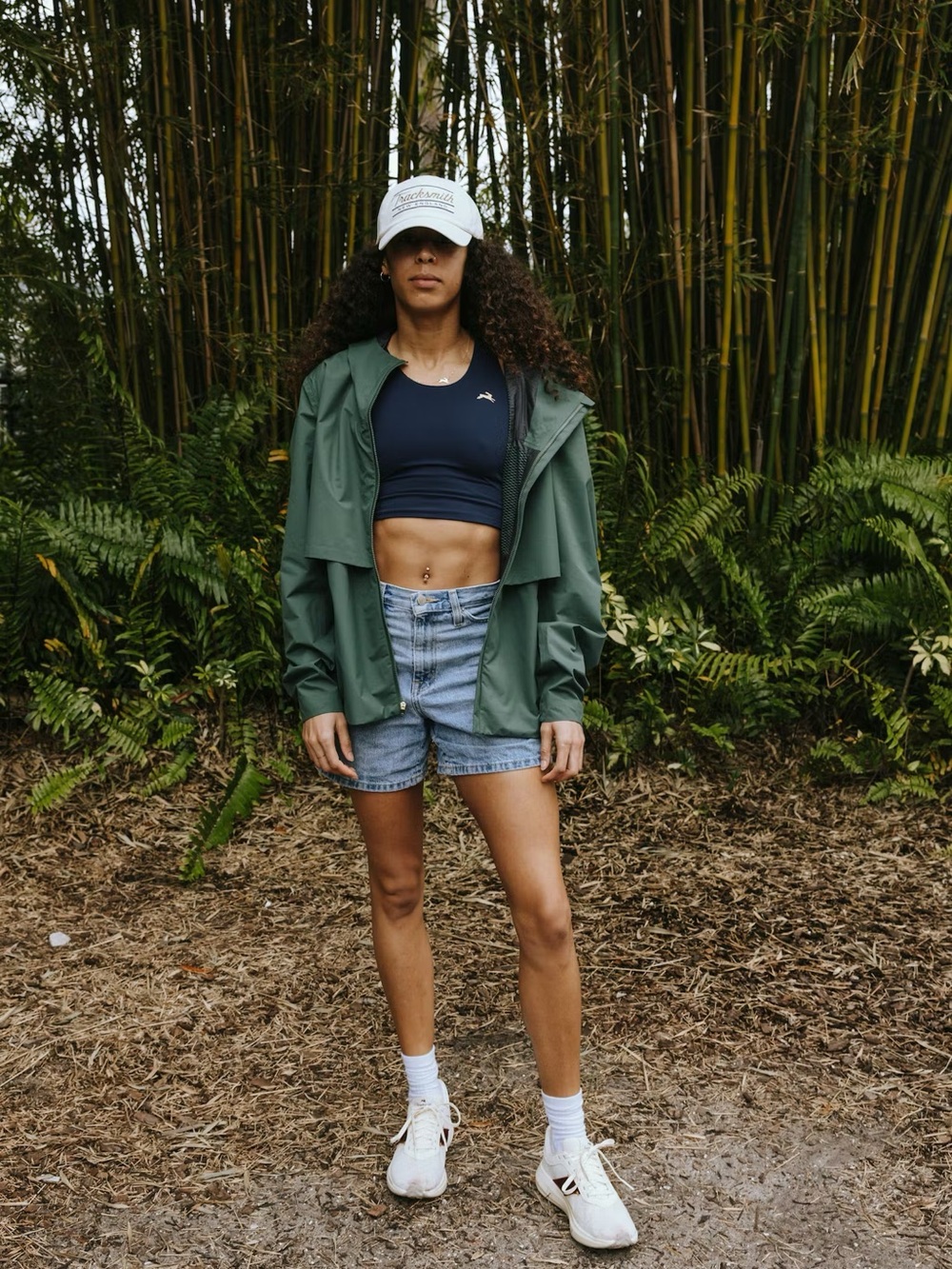Tracksmith Turnover Crop Top in Navy